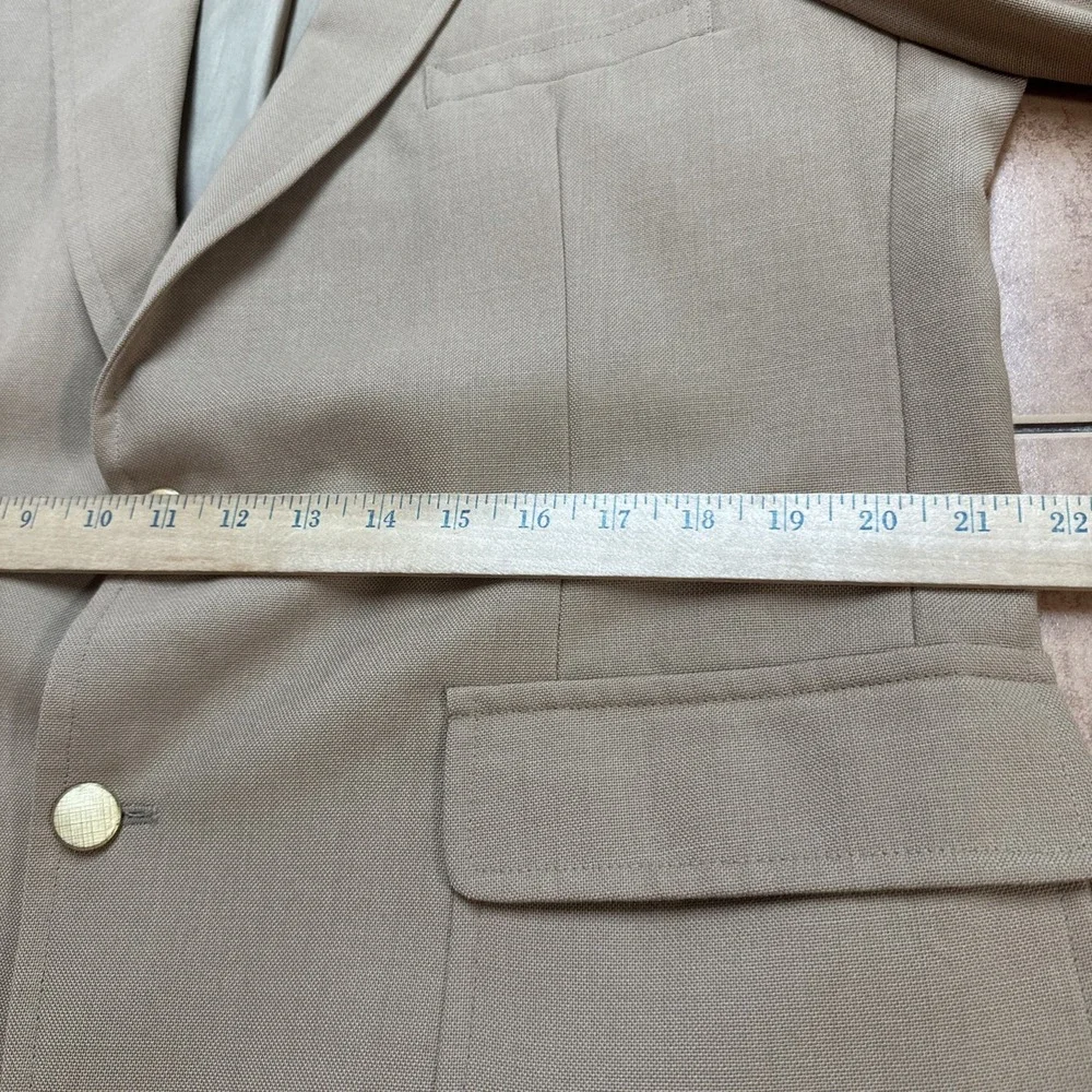 Five G's Camel Brown Gold Button Blazer Sport Coat Jacket 44R Slim Fit VTG USA